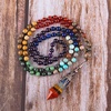 image:imageBivei 108 Mala Beads Bracelet Real Gemstone Yoga Pendants Meditation Hand Knotted Mala Prayer Necklace6mm