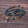 image:imageBivei 108 Mala Beads Bracelet for Women  7 Chakra Tree of Life Real Healing Gemstone Yoga Meditation Mala Prayer Bead NecklaceAzurite Malachite Stone