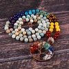 image:imageBivei 108 Mala Beads Necklace Life Tree 7 Chakra Wrap Bracelet Real Healing Gemstone Yoga Meditation Hand Knotted Mala Prayer Bead NecklaceAmazonite
