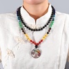 image:imageBivei 108 Mala Beads Necklace Life Tree 7 Chakra Wrap Bracelet Real Healing Gemstone Yoga Meditation Hand Knotted Mala Prayer Bead NecklaceBlack Agate