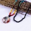 image:imageBivei 108 Mala Beads Necklace Life Tree 7 Chakra Wrap Bracelet Real Healing Gemstone Yoga Meditation Hand Knotted Mala Prayer Bead NecklaceBlack Agate