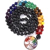 image:imageBivei 108 Mala Beads Necklace Life Tree 7 Chakra Wrap Bracelet Real Healing Gemstone Yoga Meditation Hand Knotted Mala Prayer Bead NecklaceLava Rock Stone