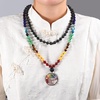 image:imageBivei 108 Mala Beads Necklace Life Tree 7 Chakra Wrap Bracelet Real Healing Gemstone Yoga Meditation Hand Knotted Mala Prayer Bead NecklaceLava Rock Stone