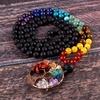 image:imageBivei 108 Mala Beads Necklace Life Tree 7 Chakra Wrap Bracelet Real Healing Gemstone Yoga Meditation Hand Knotted Mala Prayer Bead NecklaceLava Rock Stone