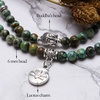image:imageBivei 108 Mala Beads Necklace Long Beaded Wrap Bracelets Genuine Gemstone Mala Prayer Beads Lotus Buddha Charm Yoga Meditation NecklaceAfrican TurquoiseLotus OMBuddha