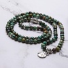 image:imageBivei 108 Mala Beads Necklace Long Beaded Wrap Bracelets Genuine Gemstone Mala Prayer Beads Lotus Buddha Charm Yoga Meditation NecklaceAfrican TurquoiseLotus OMBuddha