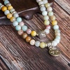image:imageBivei 108 Mala Beads Necklace Long Beaded Wrap Bracelets Genuine Gemstone Mala Prayer Beads Lotus Buddha Charm Yoga Meditation NecklaceAmazoniteLotus OMBuddha