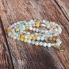 image:imageBivei 108 Mala Beads Necklace Long Beaded Wrap Bracelets Genuine Gemstone Mala Prayer Beads Lotus Buddha Charm Yoga Meditation NecklaceAmazoniteLotus OMBuddha