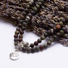 image:imageBivei 108 Mala Beads Necklace Long Beaded Wrap Bracelets Genuine Gemstone Mala Prayer Beads Lotus Buddha Charm Yoga Meditation NecklaceBloodstoneLotus OMBuddha
