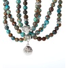 image:imageBivei 108 Mala Beads Necklace Long Beaded Wrap Bracelets Genuine Gemstone Mala Prayer Beads Lotus Buddha Charm Yoga Meditation NecklaceBlue Lace AgateLotus OMBuddha