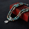 image:imageBivei 108 Mala Beads Necklace Long Beaded Wrap Bracelets Genuine Gemstone Mala Prayer Beads Lotus Buddha Charm Yoga Meditation NecklaceBlue Lace AgateLotus OMBuddha