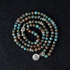 image:imageBivei 108 Mala Beads Necklace Long Beaded Wrap Bracelets Genuine Gemstone Mala Prayer Beads Lotus Buddha Charm Yoga Meditation NecklaceBlue Lace AgateLotus OMBuddha