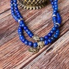 image:imageBivei 108 Mala Beads Necklace Long Beaded Wrap Bracelets Genuine Gemstone Mala Prayer Beads Lotus Buddha Charm Yoga Meditation NecklaceLapis LazuliLotus OMBuddha