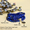 image:imageBivei 108 Mala Beads Necklace Long Beaded Wrap Bracelets Genuine Gemstone Mala Prayer Beads Lotus Buddha Charm Yoga Meditation NecklaceLapis LazuliLotus OMBuddha