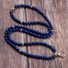 image:imageBivei 108 Mala Beads Necklace Long Beaded Wrap Bracelets Genuine Gemstone Mala Prayer Beads Lotus Buddha Charm Yoga Meditation NecklaceLapis LazuliLotus OMBuddha