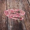 image:imageBivei 108 Mala Beads Necklace Long Beaded Wrap Bracelets Genuine Gemstone Mala Prayer Beads Lotus Buddha Charm Yoga Meditation NecklaceRhodochrositeLotus OMBuddha