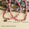 image:imageBivei 108 Mala Beads Necklace Long Beaded Wrap Bracelets Genuine Gemstone Mala Prayer Beads Lotus Buddha Charm Yoga Meditation NecklaceRhodochrositeLotus OMBuddha