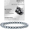 image:imageBivei 6mm Beaded Bracelets for Women Handmade Semi Precious Natural Stone Stretch Elastic Jewelry Yoga Protection GiftsHematite  Mental Mastery