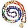 image:imageBivei 7 Chakra 108 Mala Beads Bracelet Real Gemstone Yoga Meditation Hand Knotted Mala Prayer Bead Necklace6mm