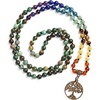 image:imageBivei 7 Chakra 108 Mala Beads Bracelet Real Gemstone Yoga Meditation Hand Knotted Mala Prayer Bead Necklace6mm