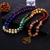 image:imageBivei 7 Chakra 108 Mala Beads Bracelet Real Gemstone Yoga Meditation Hand Knotted Mala Prayer Bead Necklace8mm