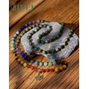 image:imageBivei 7 Chakra 108 Mala Beads Bracelet Real Gemstone Yoga Meditation Hand Knotted Mala Prayer Bead Necklace8mm