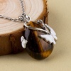 image:imageBivei Crystal Butterfly Necklaces for Women  Rose Quartz Wire Wrap Gemstone Chakra Pendant Gifts Jewelry for Women MenBrown  Yellow Tiger Eye