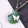 image:imageBivei Crystal Butterfly Necklaces for Women  Rose Quartz Wire Wrap Gemstone Chakra Pendant Gifts Jewelry for Women MenGreen  Green Adventurine