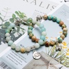image:imageBivei Gemstone Bead Bracelet for Women Healing Crystal Stone Yoga Chakra Meditation Good Luck Charm Bracelet SetElephant Charm VarisciteampLotus Charm Amazonite