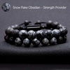 image:imageBivei Lava Stone Beaded Bracelets Adjustable Handmade Women Braided Double Layer Semi Precious Natural Gemstone Essential Oil Diffuser BraceletSnow Flake Obsidian Bracelet