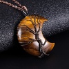 image:imageBivei Life Tree Crescent Moon Necklaces for Women  Copper Wire Wrap Gemstones Pendant Crystals and Natural Stones Necklace Witch Jewellery Christmas Valentines Day for FriendsBrown  Tiger Eye Stone
