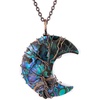 image:imageBivei Life Tree Crescent Moon Necklaces for Women  Copper Wire Wrap Gemstones Pendant Crystals and Natural Stones Necklace Witch Jewellery Christmas Valentines Day for FriendsBlue Abalone Shell