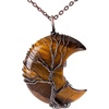image:imageBivei Life Tree Crescent Moon Necklaces for Women  Copper Wire Wrap Gemstones Pendant Crystals and Natural Stones Necklace Witch Jewellery Christmas Valentines Day for FriendsBrown  Tiger Eye Stone