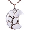 image:imageBivei Life Tree Crescent Moon Necklaces for Women  Copper Wire Wrap Gemstones Pendant Crystals and Natural Stones Necklace Witch Jewellery Christmas Valentines Day for FriendsClear  Clear Quartz