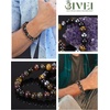 image:imageBivei Natural Crystals Gemstone Healing Stretchy Round Beaded Bracelet  8MM Semi Precious Beads Bracelet Handmade Spiritual Jewelry Gift for Women MenEnhance Positive Energy8mm Triple Protection Set