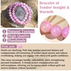 image:imageBivei Natural Crystals Gemstone Healing Stretchy Round Beaded Bracelet  8MM Semi Precious Beads Bracelet Handmade Spiritual Jewelry Gift for Women MenEnhance Positive Energy8mm Pink Jade Warmth Love