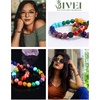 image:imageBivei Natural Crystals Gemstone Healing Stretchy Round Beaded Bracelet  8MM Semi Precious Beads Bracelet Handmade Spiritual Jewelry Gift for Women MenEnhance Positive Energy8mm Chakra Bracelet Inner Balance