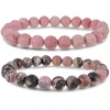 image:imageBivei Natural Crystals Gemstone Healing Stretchy Round Beaded Bracelet  8MM Semi Precious Beads Bracelet Handmade Spiritual Jewelry Gift for Women MenEnhance Positive Energy8mm Rhodochrosite  Rhodonite Love  Compassion