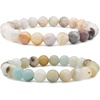 image:imageBivei Natural Crystals Gemstone Healing Stretchy Round Beaded Bracelet  8MM Semi Precious Beads Bracelet Handmade Spiritual Jewelry Gift for Women MenEnhance Positive Energy8mm Bamboo Leaf Agate  Amazonite Good Luck