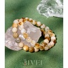 image:imageBivei Natural Crystals Gemstone Healing Stretchy Round Beaded Bracelet  8MM Semi Precious Beads Bracelet Handmade Spiritual Jewelry Gift for Women MenEnhance Positive Energy8mm Citrine  Coral Jade Wealth