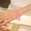 image:imageBivei Natural Crystals Gemstone Healing Stretchy Round Beaded Bracelet  8MM Semi Precious Beads Bracelet Handmade Spiritual Jewelry Gift for Women MenEnhance Positive Energy8mm Pink Jade Warmth Love