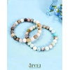 image:imageBivei Natural Crystals Gemstone Healing Stretchy Round Beaded Bracelet  8MM Semi Precious Beads Bracelet Handmade Spiritual Jewelry Gift for Women MenEnhance Positive Energy8mm Bamboo Leaf Agate  Amazonite Good Luck