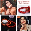 image:imageBivei Natural Crystals Gemstone Healing Stretchy Round Beaded Bracelet  8MM Semi Precious Beads Bracelet Handmade Spiritual Jewelry Gift for Women MenEnhance Positive Energy8mm Red Agate  Red Jasper Vitality