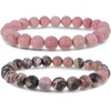 image:imageBivei Natural Crystals Gemstone Healing Stretchy Round Beaded Bracelet  8MM Semi Precious Beads Bracelet Handmade Spiritual Jewelry Gift for Women MenEnhance Positive Energy8mm Rhodochrosite  Rhodonite Love  Compassion