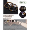 image:imageBivei Natural Crystals Gemstone Healing Stretchy Round Beaded Bracelet  8MM Semi Precious Beads Bracelet Handmade Spiritual Jewelry Gift for Women MenEnhance Positive Energy8mm Triple Protection Set