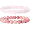 image:imageBivei Natural Crystals Gemstone Healing Stretchy Round Beaded Bracelet  8MM Semi Precious Beads Bracelet Handmade Spiritual Jewelry Gift for Women MenEnhance Positive Energy8mm Rose Quartz  Rhodochrosite Self Love