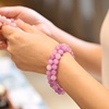 image:imageBivei Natural Crystals Gemstone Healing Stretchy Round Beaded Bracelet  8MM Semi Precious Beads Bracelet Handmade Spiritual Jewelry Gift for Women MenEnhance Positive Energy8mm Purple Jade Harmony  Wisdom