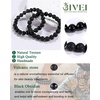 image:imageBivei Natural Crystals Gemstone Healing Stretchy Round Beaded Bracelet  8MM Semi Precious Beads Bracelet Handmade Spiritual Jewelry Gift for Women MenEnhance Positive Energy8mm Lava Stone  Black Obsidian Protection
