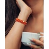 image:imageBivei Natural Crystals Gemstone Healing Stretchy Round Beaded Bracelet  8MM Semi Precious Beads Bracelet Handmade Spiritual Jewelry Gift for Women MenEnhance Positive Energy8mm Red Agate  Red Jasper Vitality