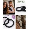 image:imageBivei Natural Crystals Gemstone Healing Stretchy Round Beaded Bracelet  8MM Semi Precious Beads Bracelet Handmade Spiritual Jewelry Gift for Women MenEnhance Positive Energy8mm Lava Stone  Black Obsidian Protection